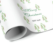 Groene kerstboom rode kersen vrolijke kerst mo cadeaupapier (Rol Hoek)