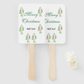 Groene kerstboom rode kersen vrolijke kerst mo handwaaier (Voorkant en achterkant)