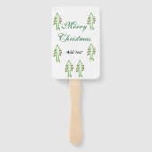 Groene kerstboom rode kersen vrolijke kerst mo handwaaier (Achterkant)