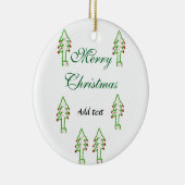 Groene kerstboom rode kersen vrolijke kerst mo keramisch ornament (Rechts)