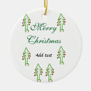 Groene kerstboom rode kersen vrolijke kerst mo keramisch ornament