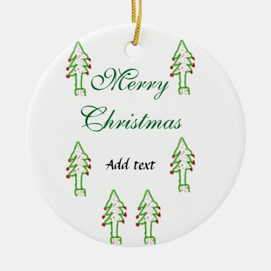 Groene kerstboom rode kersen vrolijke kerst mo keramisch ornament (Voorkant)