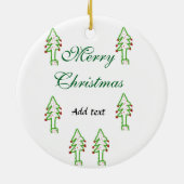 Groene kerstboom rode kersen vrolijke kerst mo keramisch ornament (Achterkant)