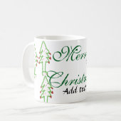 Groene kerstboom rode kersen vrolijke kerst mo koffiemok (Voorkant links)