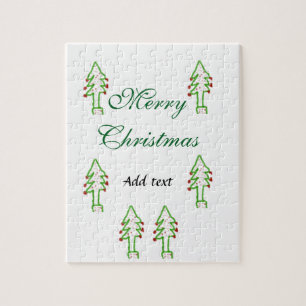 Groene kerstboom rode kersen vrolijke kerst mo legpuzzel