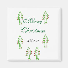 Groene kerstboom rode kersen vrolijke kerst mo magneet