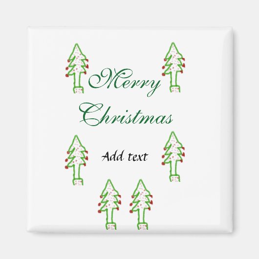 Groene kerstboom rode kersen vrolijke kerst mo magneet (Voorkant)