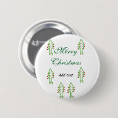 Groene kerstboom rode kersen vrolijke kerst mo ronde button 5,7 cm (Voorkant /achterkant)