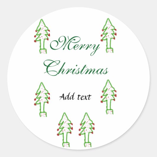 Groene kerstboom rode kersen vrolijke kerst mo ronde sticker (Voorkant)