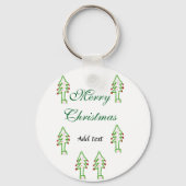 Groene kerstboom rode kersen vrolijke kerst mo sleutelhanger (Voorkant)