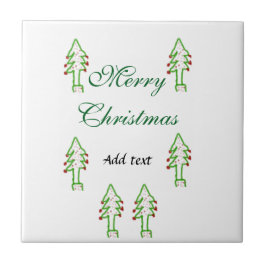 Groene kerstboom rode kersen vrolijke kerst mo tegeltje