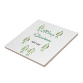 Groene kerstboom rode kersen vrolijke kerst mo tegeltje (Zijkant)