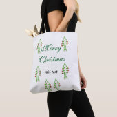 Groene kerstboom rode kersen vrolijke kerst mo tote bag (Dichtbij)