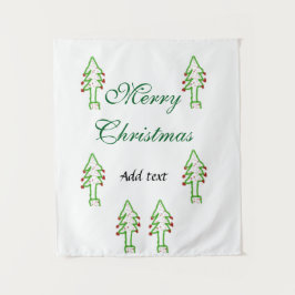 Groene kerstboom rode kersen vrolijke kerst mo wandkleed