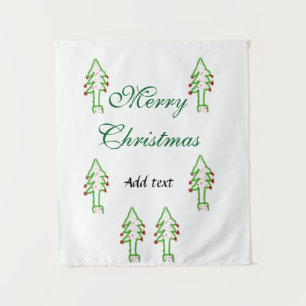 Groene kerstboom rode kersen vrolijke kerst mo wandkleed