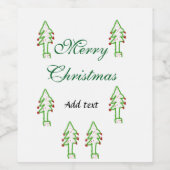 Groene kerstboom rode kersen vrolijke kerst mo wijn etiket (Enkel label)
