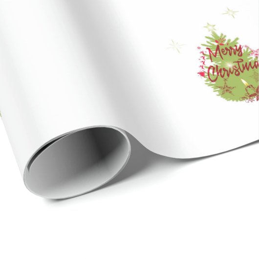 Groene Kerstboom Rode Ornamenten Inpakpapier (Rol Hoek)