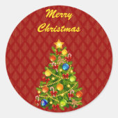 Groene kerstboom ronde sticker (Voorkant)