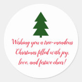 Groene kerstboom ronde sticker (Voorkant)
