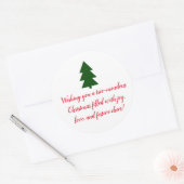 Groene kerstboom ronde sticker (Envelop)