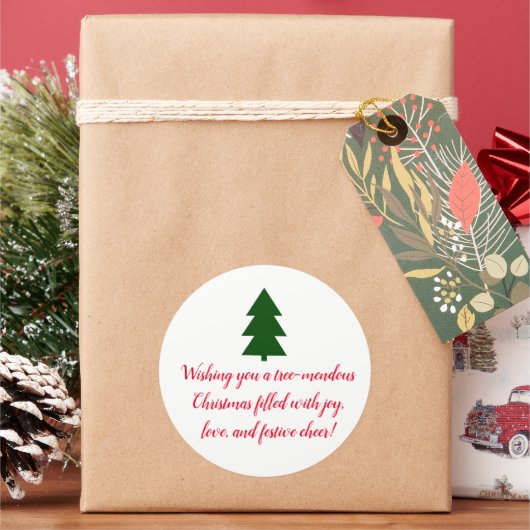 Groene kerstboom ronde sticker (Feestdagen)