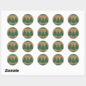 Groene kerstboom ronde sticker (Vel)