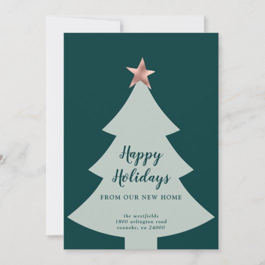 Groene Kerstboom Roze Gouden Ster Kerst Bewegend Aankondiging (Voorkant)