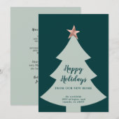 Groene Kerstboom Roze Gouden Ster Kerst Bewegend Aankondiging (Voorkant / Achterkant)