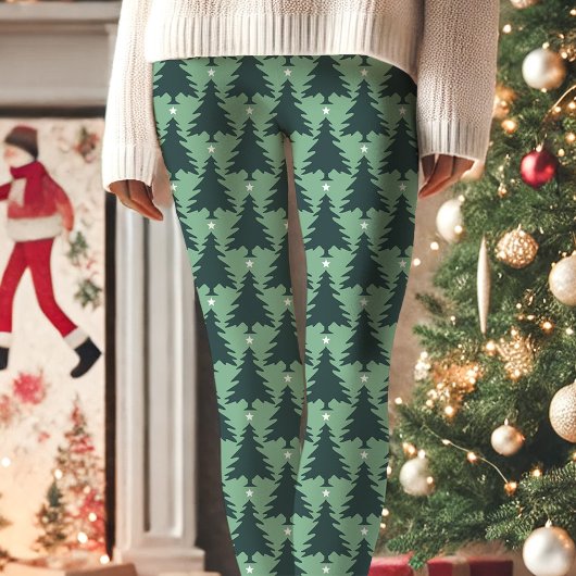 Groene Kerstboom Star Pattern Holiday Leggings
