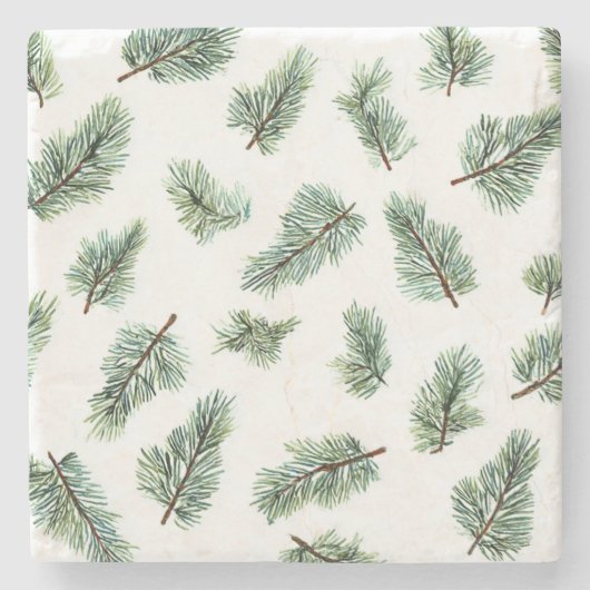 Groene Kerstboom  Stenen Onderzetter (Voorkant)