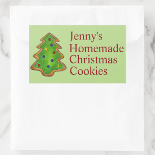 Groene kerstboom Suiker Cookie Holiday Baking Rechthoekige Sticker