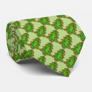 Groene Kerstboom Suikerkoekjes Vakantie Print Stropdas