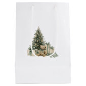 Groene Kerstboom Teddybeer Cadeaus Medium Cadeauzakje (Achterkant)