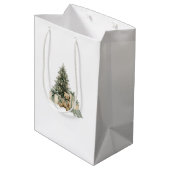 Groene Kerstboom Teddybeer Cadeaus Medium Cadeauzakje (Achterkant Gekanteld)
