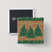 Groene kerstboom vierkante button 5,1 cm (Voorkant /achterkant)