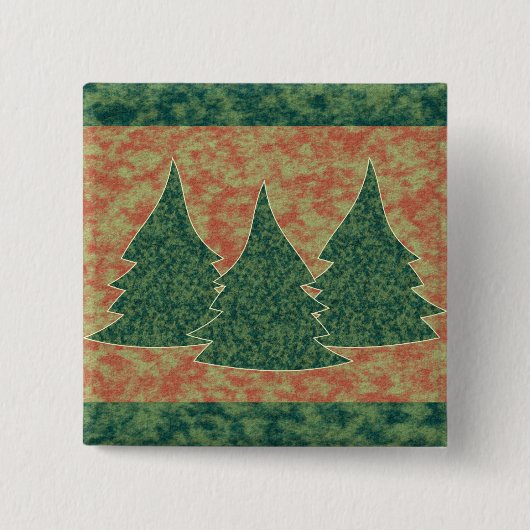 Groene kerstboom vierkante button 5,1 cm (Voorkant)