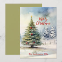 Groene Kerstboom Vintage Kaart