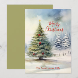 Groene Kerstboom Vintage Kaart