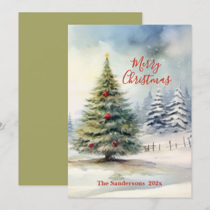 Groene Kerstboom Vintage Kaart