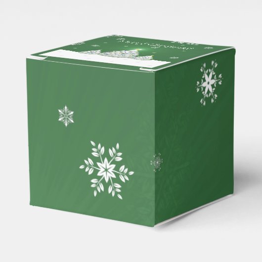 Groene kerstboom voor een doos bedankdoosjes (Voorkant Zijde)