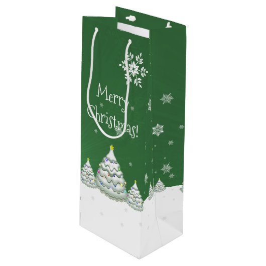 Groene kerstboom Wine Gift Bag Wijn Cadeautas (Voorkant Gekanteld)