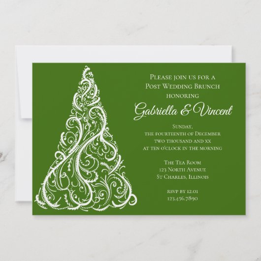 Groene Kerstboom Winter Post Bruiloft Brunch Kaart (Voorkant)