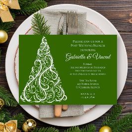 Groene Kerstboom Winter Post Bruiloft Brunch Kaart