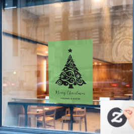 Groene Kerstboom Zakelijke Raamdecoratie Raamsticker
