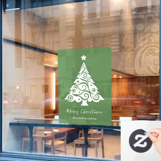 Groene Kerstboom Zakelijke Raamdecoratie Raamsticker (Cafe Raam)