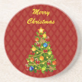 Groene kerstboom zandsteen onderzetter (Voorkant)