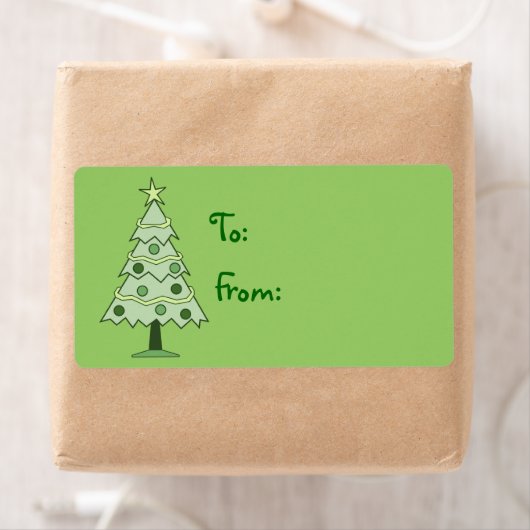 Groene kerstboomfeestdag cadeauetiketten met Label (Insitu)