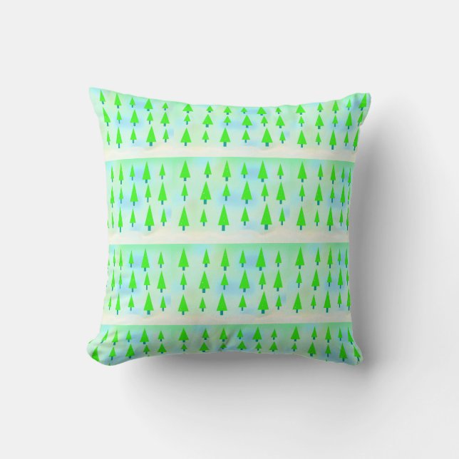 Groene Kerstboomgaard Patroon Kussen (Voorkant)