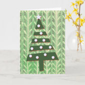 Groene kerstboomkerstboomkaart met moderne kunst kaart (Gele Bloem)
