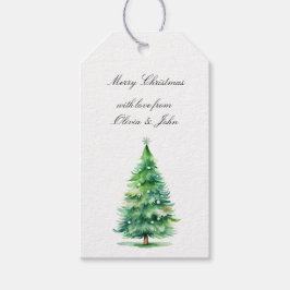 Groene kerstboomornamenten cadeaulabel